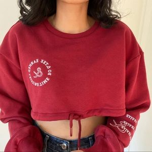 Bo and Tee Cropped Drawstring Sweatshirt (Size S)